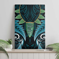 Aotearoa Pounamu Niho Canvas Wall Art Silver Fern Mix Maori Pattern - Turquoise LT14 - Polynesian Pride