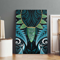 Aotearoa Pounamu Niho Canvas Wall Art Silver Fern Mix Maori Pattern - Turquoise LT14 - Polynesian Pride