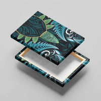 Aotearoa Pounamu Niho Canvas Wall Art Silver Fern Mix Maori Pattern - Turquoise LT14 - Polynesian Pride