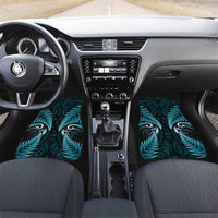 Aotearoa Pounamu Niho Car Mats Silver Fern Mix Maori Pattern - Turquoise LT14 Set 2pcs - Front Turquoise - Polynesian Pride