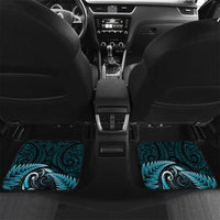 Aotearoa Pounamu Niho Car Mats Silver Fern Mix Maori Pattern - Turquoise LT14 Set 2pcs - Back Turquoise - Polynesian Pride