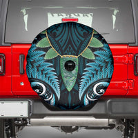 Aotearoa Pounamu Niho Spare Tire Cover Silver Fern Mix Maori Pattern - Turquoise LT14 - Polynesian Pride