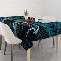 Aotearoa Pounamu Niho Tablecloth Silver Fern Mix Maori Pattern - Turquoise LT14 - Polynesian Pride