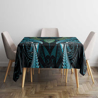 Aotearoa Pounamu Niho Tablecloth Silver Fern Mix Maori Pattern - Turquoise LT14 - Polynesian Pride