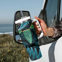 Aotearoa Pounamu Niho Tumbler With Handle Silver Fern Mix Maori Pattern - Turquoise LT14 - Polynesian Pride