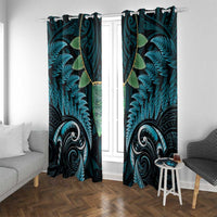 Aotearoa Pounamu Niho Window Curtain Silver Fern Mix Maori Pattern - Turquoise LT14 With Grommets Turquoise - Polynesian Pride