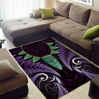 Aotearoa Pounamu Niho Area Rug Silver Fern Mix Maori Pattern - Purple LT14 - Polynesian Pride