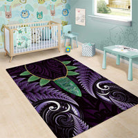 Aotearoa Pounamu Niho Area Rug Silver Fern Mix Maori Pattern - Purple LT14 - Polynesian Pride