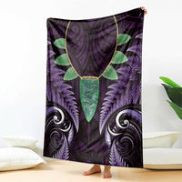 Aotearoa Pounamu Niho Blanket Silver Fern Mix Maori Pattern - Purple LT14 - Polynesian Pride