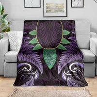 Aotearoa Pounamu Niho Blanket Silver Fern Mix Maori Pattern - Purple LT14 - Polynesian Pride