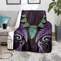 Aotearoa Pounamu Niho Blanket Silver Fern Mix Maori Pattern - Purple LT14 - Polynesian Pride