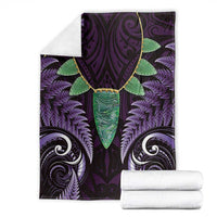Aotearoa Pounamu Niho Blanket Silver Fern Mix Maori Pattern - Purple LT14 - Polynesian Pride