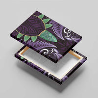 Aotearoa Pounamu Niho Canvas Wall Art Silver Fern Mix Maori Pattern - Purple LT14 - Polynesian Pride