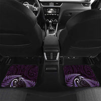 Aotearoa Pounamu Niho Car Mats Silver Fern Mix Maori Pattern - Purple LT14 Set 2pcs - Back Purple - Polynesian Pride
