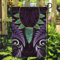 Aotearoa Pounamu Niho Garden Flag Silver Fern Mix Maori Pattern - Purple LT14 Garden Flag Purple - Polynesian Pride