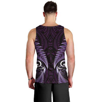 Aotearoa Pounamu Niho Men Tank Top Silver Fern Mix Maori Pattern - Purple LT14 - Polynesian Pride