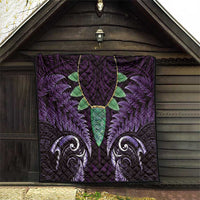 Aotearoa Pounamu Niho Quilt Silver Fern Mix Maori Pattern - Purple