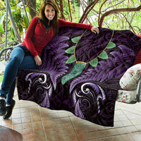 Aotearoa Pounamu Niho Quilt Silver Fern Mix Maori Pattern - Purple