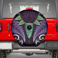 Aotearoa Pounamu Niho Spare Tire Cover Silver Fern Mix Maori Pattern - Purple LT14 - Polynesian Pride