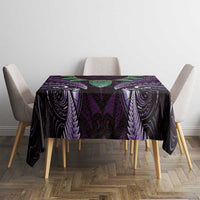 Aotearoa Pounamu Niho Tablecloth Silver Fern Mix Maori Pattern - Purple LT14 - Polynesian Pride