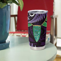 Aotearoa Pounamu Niho Tumbler Cup Silver Fern Mix Maori Pattern - Purple LT14 - Polynesian Pride