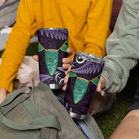 Aotearoa Pounamu Niho Tumbler Cup Silver Fern Mix Maori Pattern - Purple LT14 - Polynesian Pride