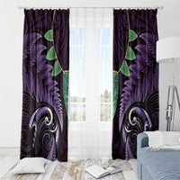 Aotearoa Pounamu Niho Window Curtain Silver Fern Mix Maori Pattern - Purple LT14 - Polynesian Pride