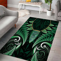 Aotearoa Pounamu Niho Area Rug Silver Fern Mix Maori Pattern - Green LT14 - Polynesian Pride