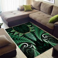 Aotearoa Pounamu Niho Area Rug Silver Fern Mix Maori Pattern - Green LT14 - Polynesian Pride
