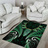 Aotearoa Pounamu Niho Area Rug Silver Fern Mix Maori Pattern - Green LT14 - Polynesian Pride