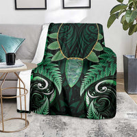 Aotearoa Pounamu Niho Blanket Silver Fern Mix Maori Pattern - Green LT14 - Polynesian Pride