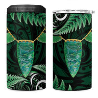 Aotearoa Pounamu Niho 4 in 1 Can Cooler Tumbler Silver Fern Mix Maori Pattern - Green LT14 One Size: 16 oz Green - Polynesian Pride