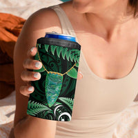 Aotearoa Pounamu Niho 4 in 1 Can Cooler Tumbler Silver Fern Mix Maori Pattern - Green LT14 - Polynesian Pride
