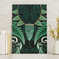 Aotearoa Pounamu Niho Canvas Wall Art Silver Fern Mix Maori Pattern - Green LT14 Without Frame Green - Polynesian Pride