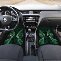 Aotearoa Pounamu Niho Car Mats Silver Fern Mix Maori Pattern - Green LT14 Set 2pcs - Front Green - Polynesian Pride