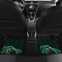 Aotearoa Pounamu Niho Car Mats Silver Fern Mix Maori Pattern - Green LT14 Set 2pcs - Back Green - Polynesian Pride