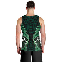 Aotearoa Pounamu Niho Men Tank Top Silver Fern Mix Maori Pattern - Green LT14 - Polynesian Pride