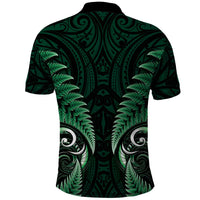 Aotearoa Pounamu Niho Polo Shirt Silver Fern Mix Maori Pattern - Green