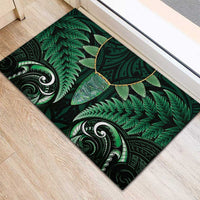 Aotearoa Pounamu Niho Rubber Doormat Silver Fern Mix Maori Pattern - Green LT14 - Polynesian Pride