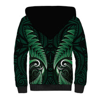 Aotearoa Pounamu Niho Sherpa Hoodie Silver Fern Mix Maori Pattern - Green LT14 - Polynesian Pride