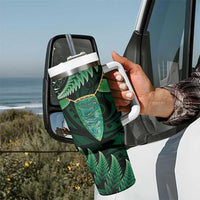 Aotearoa Pounamu Niho Tumbler With Handle Silver Fern Mix Maori Pattern - Green LT14 - Polynesian Pride
