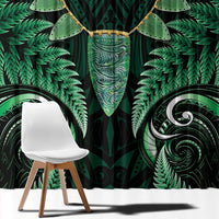 Aotearoa Pounamu Niho Window Curtain Silver Fern Mix Maori Pattern - Green LT14 - Polynesian Pride