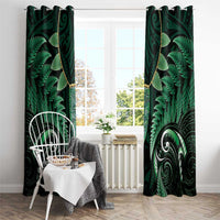 Aotearoa Pounamu Niho Window Curtain Silver Fern Mix Maori Pattern - Green LT14 - Polynesian Pride