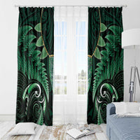 Aotearoa Pounamu Niho Window Curtain Silver Fern Mix Maori Pattern - Green LT14 - Polynesian Pride