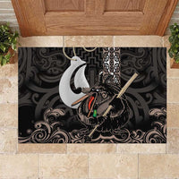 Aotearoa Hei Matau Rubber Doormat Haka Kiwi Mix Maori Mangopare LT14 Black - Polynesian Pride