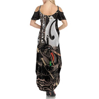 Aotearoa Hei Matau Summer Maxi Dress Haka Kiwi Mix Maori Mangopare LT14 - Polynesian Pride