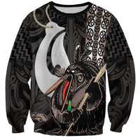 Aotearoa Hei Matau Sweatshirt Haka Kiwi Mix Maori Mangopare LT14 Unisex Black - Polynesian Pride