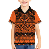 Halo Olaketa Solomon Islands Family Matching Long Sleeve Bodycon Dress and Hawaiian Shirt Melanesian Tribal Pattern Orange Version LT14 Son's Shirt Orange - Polynesian Pride