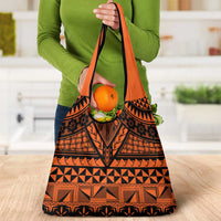 Halo Olaketa Solomon Islands Grocery Bag Melanesian Tribal Pattern Orange Version