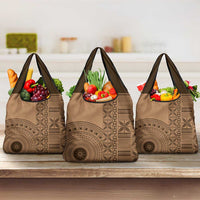 Fakaalofa Lahi Atu Niue Grocery Bag Vintage Hiapo Pattern Brown Version LT14 3-pack One Size Brown - Polynesian Pride